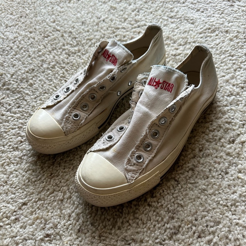 John Varvatos Converse Cream Sneakers